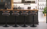 Retro Barkrukken - Set van 2 - Met rugleuning - Licht bruin - Verstelbaar - Voor Keuken, Bar of woonkamer - Draaibaar - PU leer