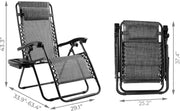 Opvouwbare stoel Valora verstelbare stalen gaas - Zero Gravity lounge stoel - Fauteuils met kussens en bekerhouder - Grijs - 2 stuks