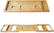 Frobin Badkuip Dienblad l Tablet Houder l Bamboe Lade l Spa Dienblad l Organiser l Boek Houder l Wijn Dienblad l Antislip Bodem l Uitschuifbaar Dienblad