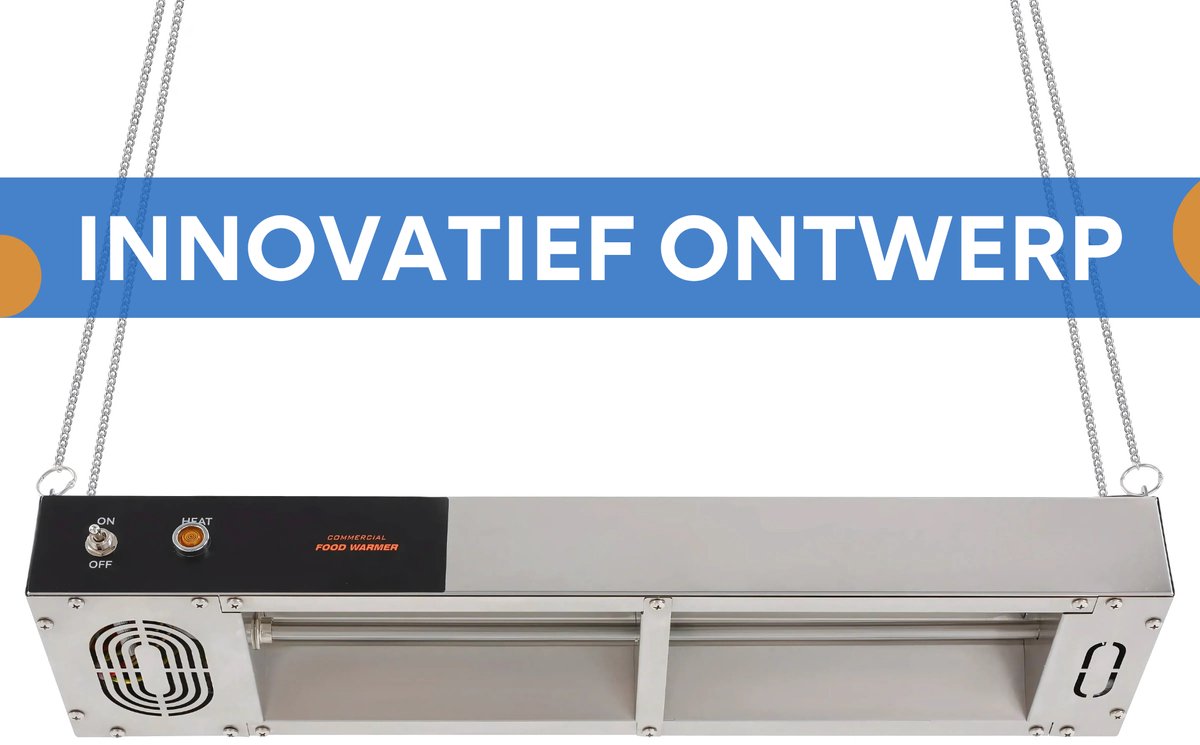 Hangende Voedselverwarmer 750W - Warmtelamp - Voor Keukens & Buffetten - Elektrisch Verwarmd - 30 tot 50 graden - RVS