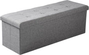Luxe Opbergbank Juda - Met opbergruimte - Zitbank Poef - Voetenbank - Opbergbox hocker - Zitkist met deskel - Lichgrijs - Stof - 110x37.5x38cm