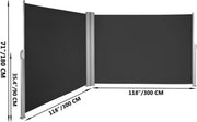 Tuinscherm deluxe - Uitschuifbaar windscherm - Schuttingpaneel terras - Scheidingswand uittrekbaar - Terras Rolgordijn - 180 x 600 cm Formaat