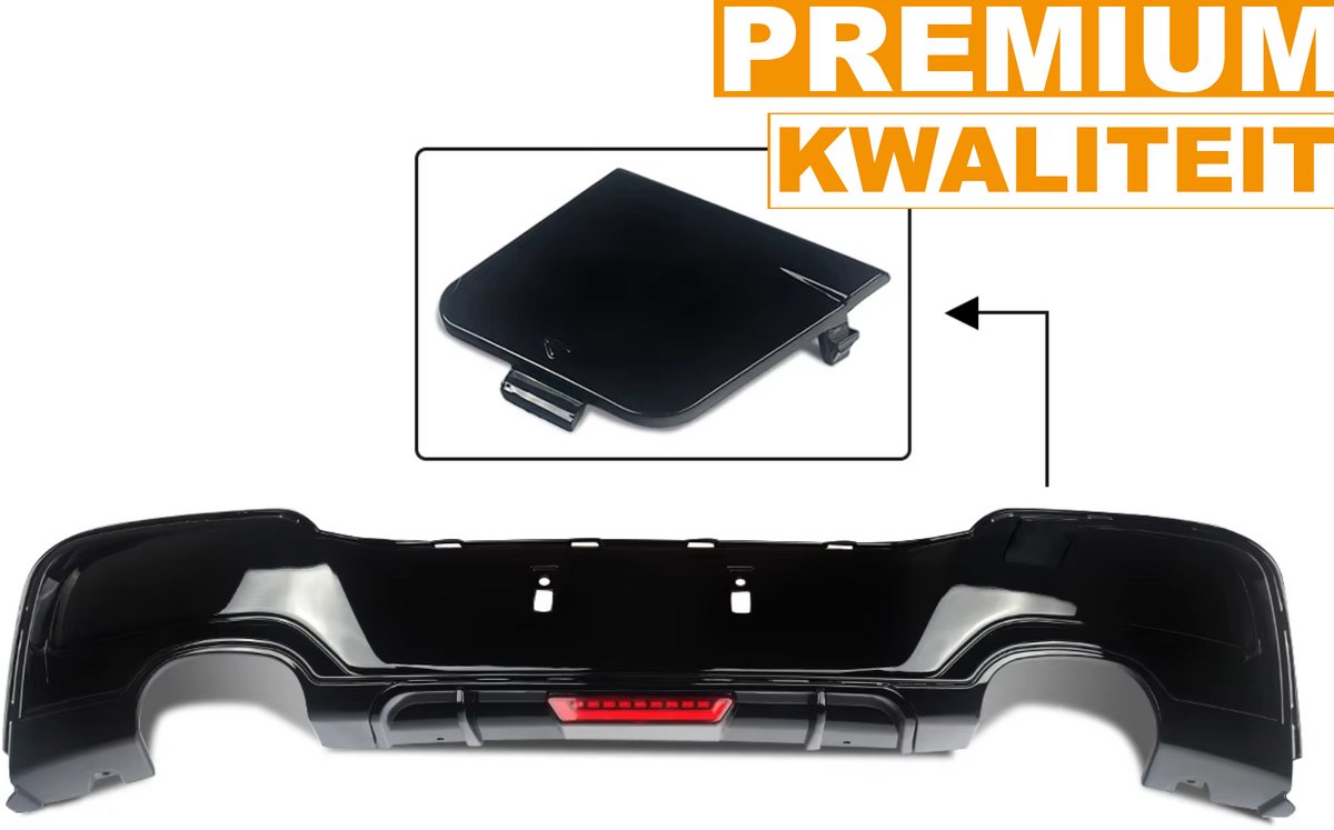 Achterbumper - Voor BMW 1-Serie F20/F21 M Sport 2011-2015 - Auto accessoires - Diffuser - Quad uitlaat - Met verlichting - Gloss Zwart