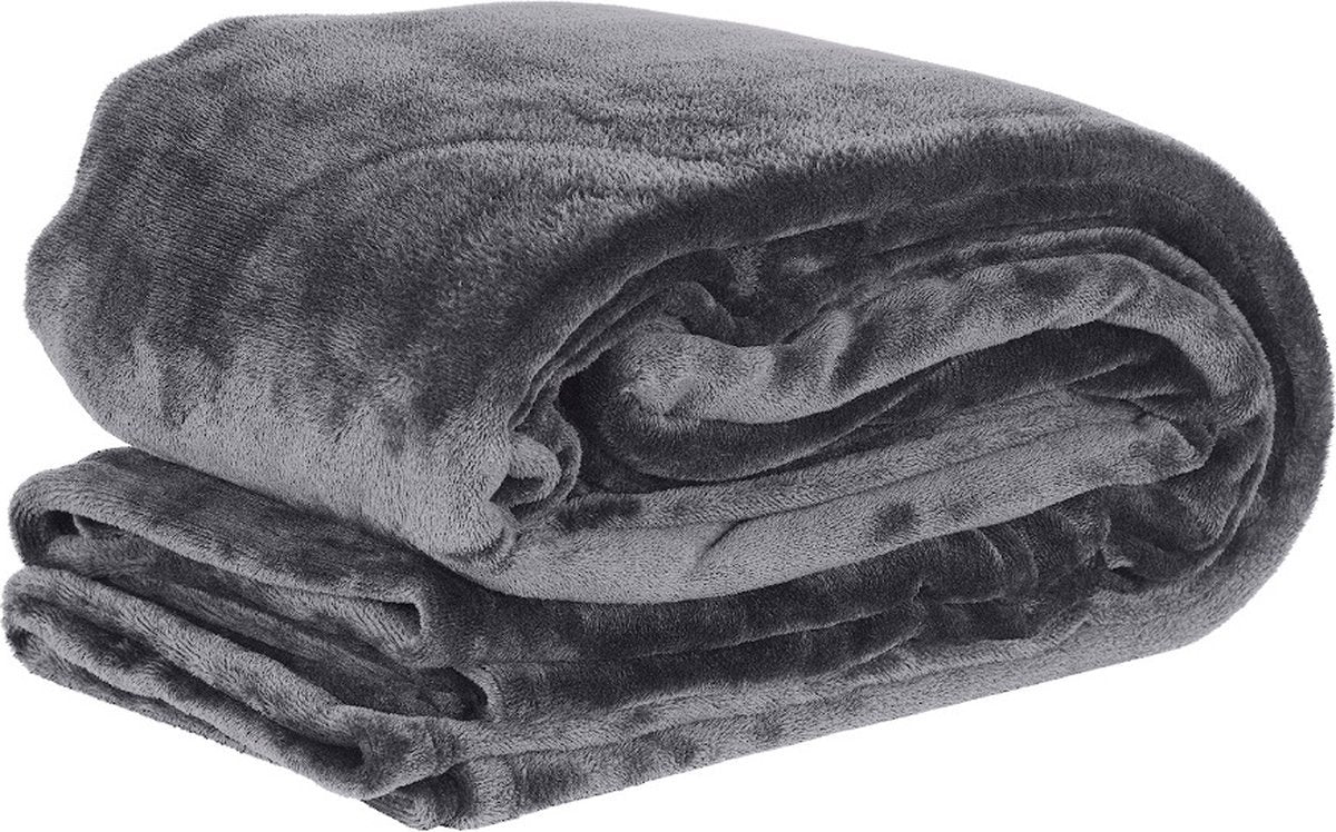 Fleece Deken - Deluxe - Grijs - 150x200cm - Voor Bank of Bed - Zacht Plaid