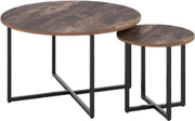 Salontafel Valora - Bijzettafels - 2 stuks - Voor Woonkamer - Vintage Bijzettafel van Hout met Metalen Poten - Middentafel 80cm x 42cm - Bruin