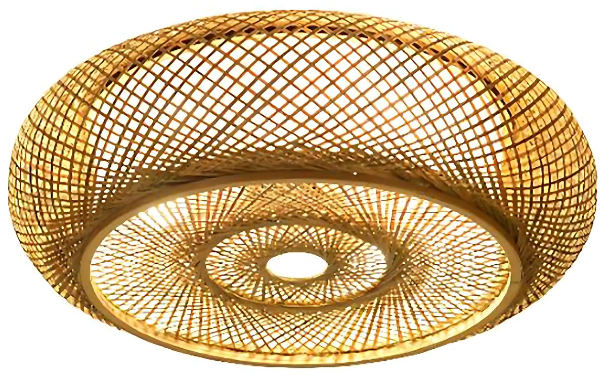 Plafondlamp - Lampen - Plafondverlichting -- Voor Woonkamers, Slaapkamers of Hal - Met 3 Lichten - Bamboe en Rotan - 50cm
