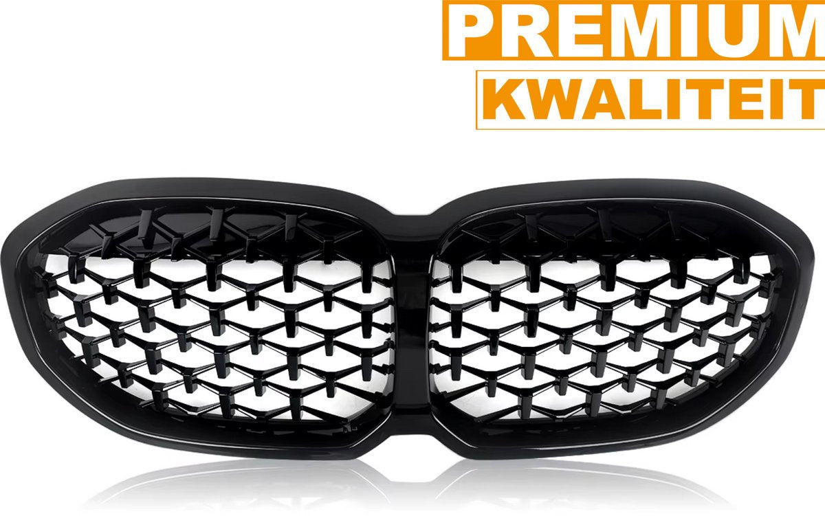 Voorbumper grille Hexa - Voor BMW 1 Serie F40 (2020+) - Diamant Stijl - Gloss Black - Auto accessoires