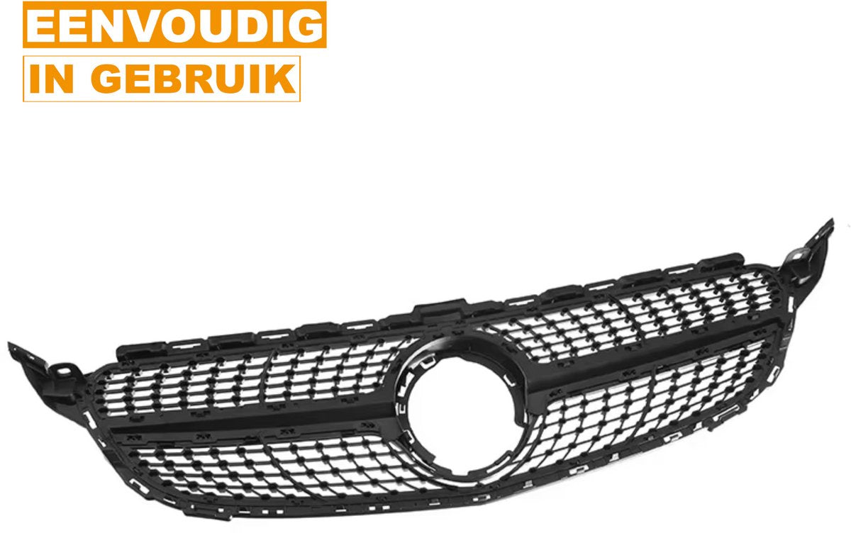 Voorbumper Grille - AMG Diamant Stijl - Gloss Zwart - Voor Mercedes C-Klasse W205 (2018+) - Auto Accessoires