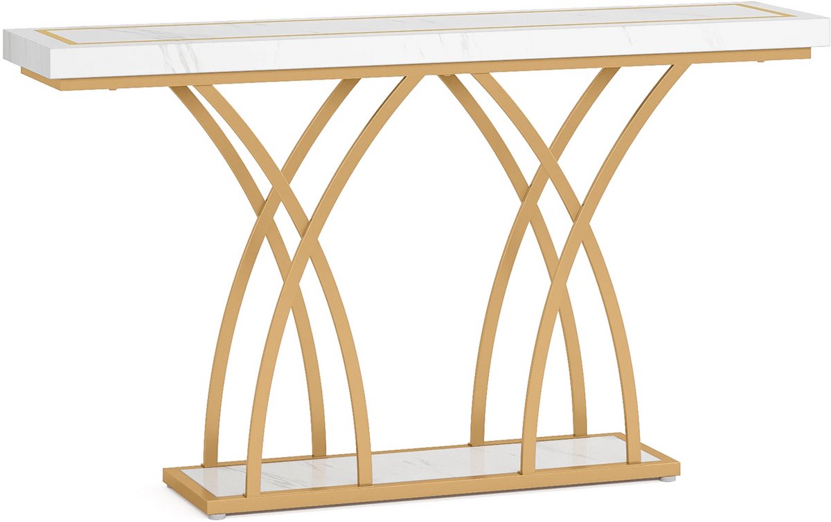 Wandtafel -Haltafel - Dressiortafel - Bijzettafel - Sidetable - Modern - Kunstmarmer, goud