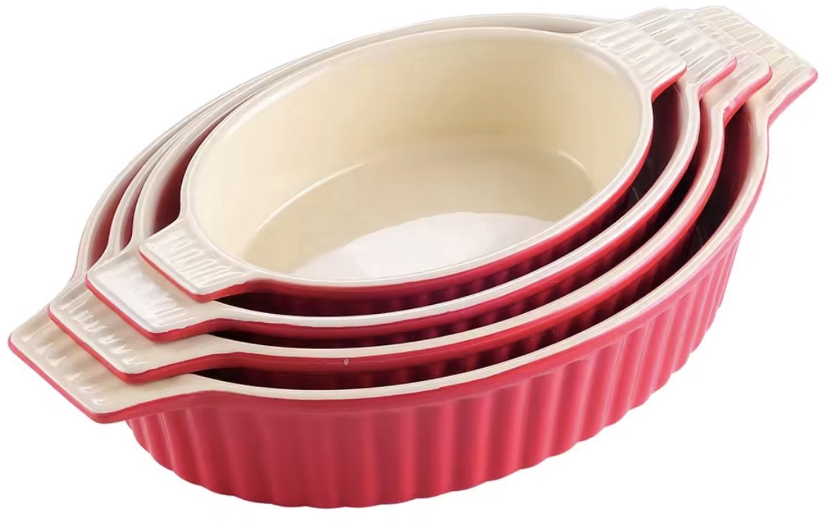 Exquisite Dinerborden - 4 persoons - 4 delig - Rood Keramisch - Lasagne - Braadslede