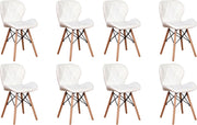 Happyment Moderne Eetkamerstoelen Wit - Set van 8 - Woonkamerstoelen - Zithoogte 38cm - Keukenstoelen - Kuipstoel