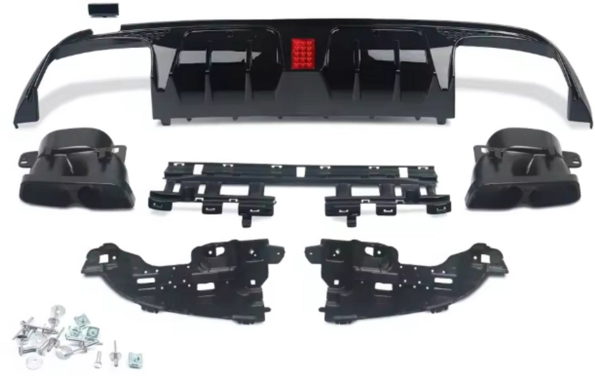 Achterbumper- Voor Mercedes Benz C-Klasse W205 2015-2021- Carbon Look - Met Uitlaat Endtips - Auto Accessoires