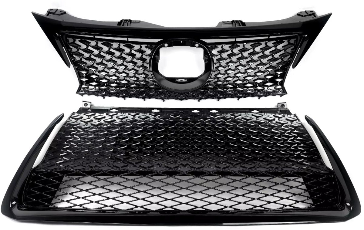 Voorbumper Grille - Voor Lexus CT200H (2014-2017) - Bovenste + Onderste Grillmontage - Glanzend Zwart
