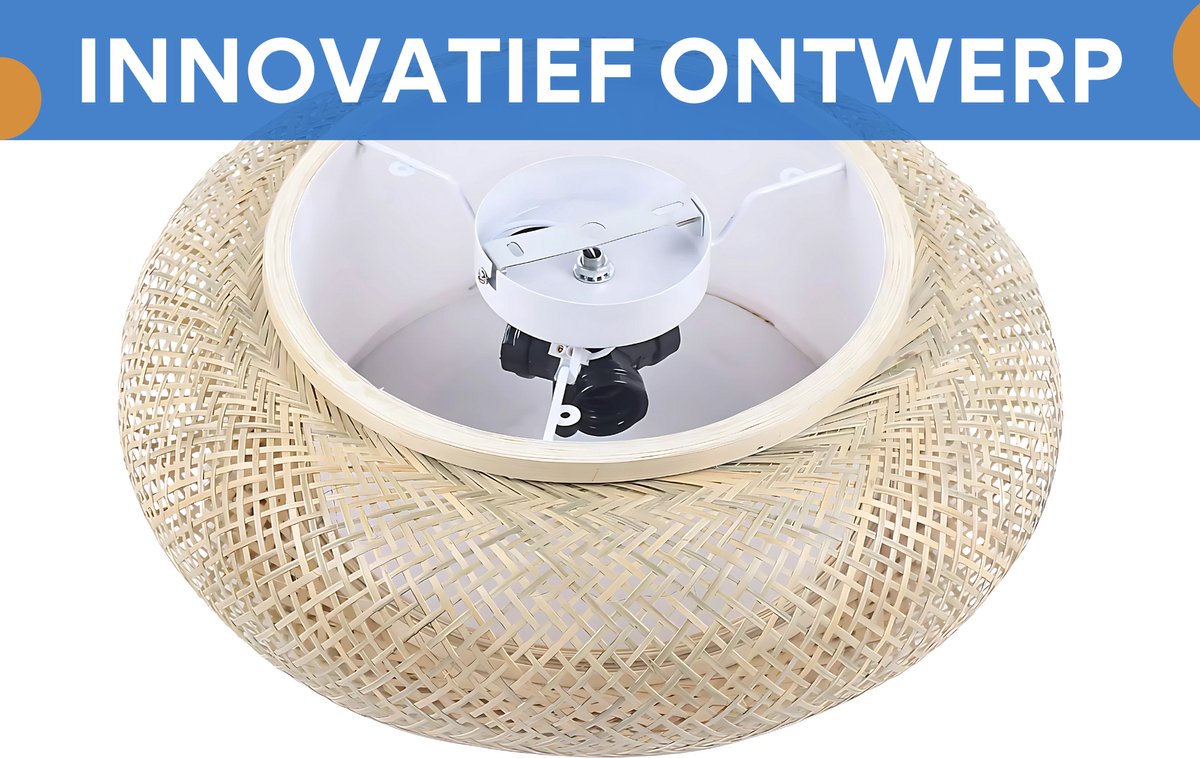 Plafondlamp - Lampen - Plafondverlichting - Voor Woonkamers, Slaapkamers of Hal - Met 3 Lichten - Bamboe en Rotan - 40cm