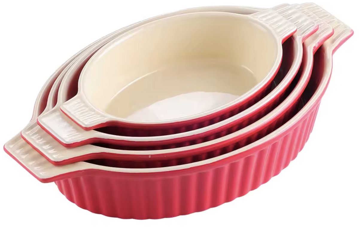 Dynastic Dinerborden – 4 persoons – 4 delig – Rood Keramisch – Lasagne – Braadslede