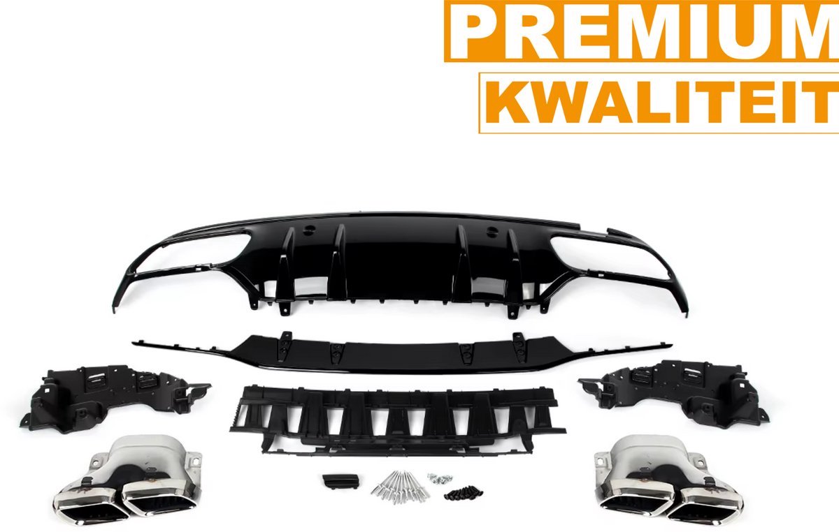 Diffuserkit Vistaro - Achterdiffuser met Uitlaattips - Voor Mercedes C-Klasse W205 Sedan AMG-Line (2014-2021) - Auto Accessoires