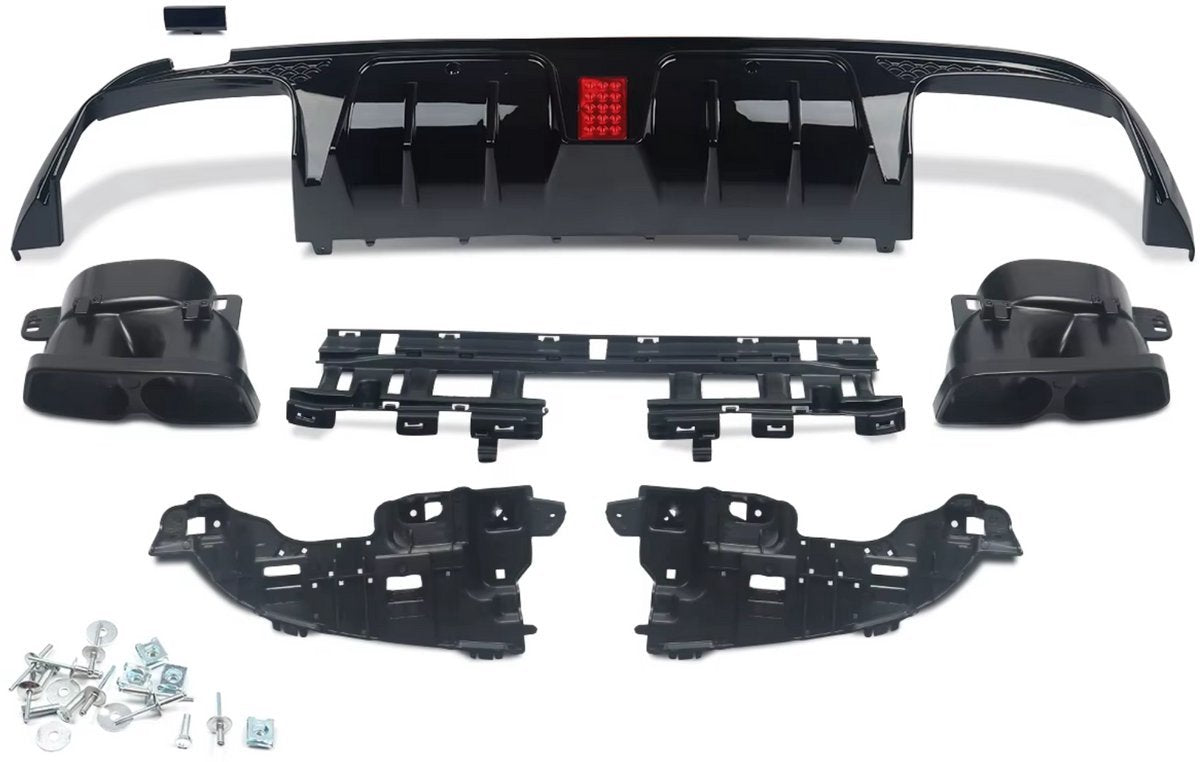 Diffuser Lip Notrix - Achterdiffuser Lip met Uitlaat Tips - Auto Accessoires - Voor Mercedes W205 C300/C63/C43 AMG (2015-2018)