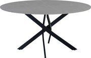 Happyment Eetkamertafel Diva - Tuintafel grijs rond - 4 personen - Marmerlook - Eettafel - 150x150x76cm - Ook voor buiten