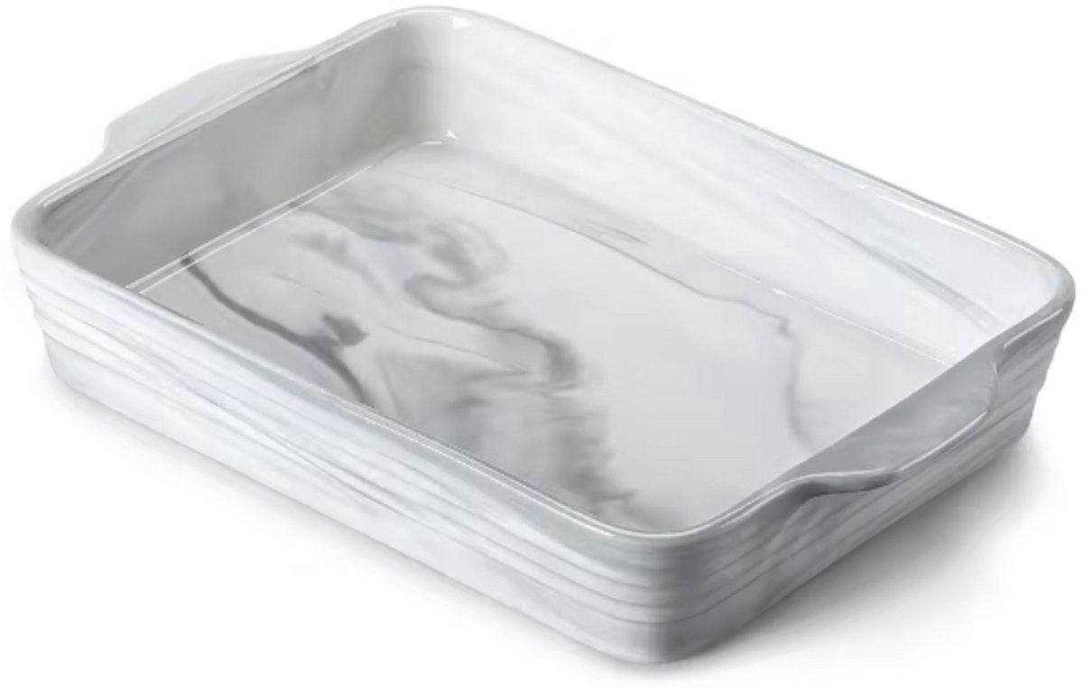 Imperial Ontbijtborden - Marmer Look - 2000ML - Lasagne - Braadslede - Rechthoekige schaal