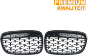 Voorbumper - Voor BMW 1 Serie F20/F21 2011-2014 - Auto accessoires - Voorgrille - Diamant stijl - Gloss Zwart