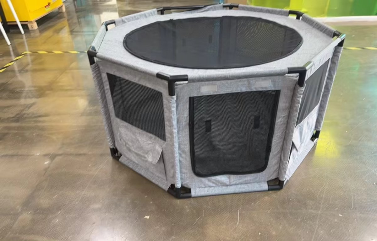 Puppybox - Puppyren - Puppytent - Puppy uitloop ren - Hondenren - Hondenbox met Opbergzakken en Waterdichte Basis - Ook Geschikt voor Katten - 120x120x64,5 cm