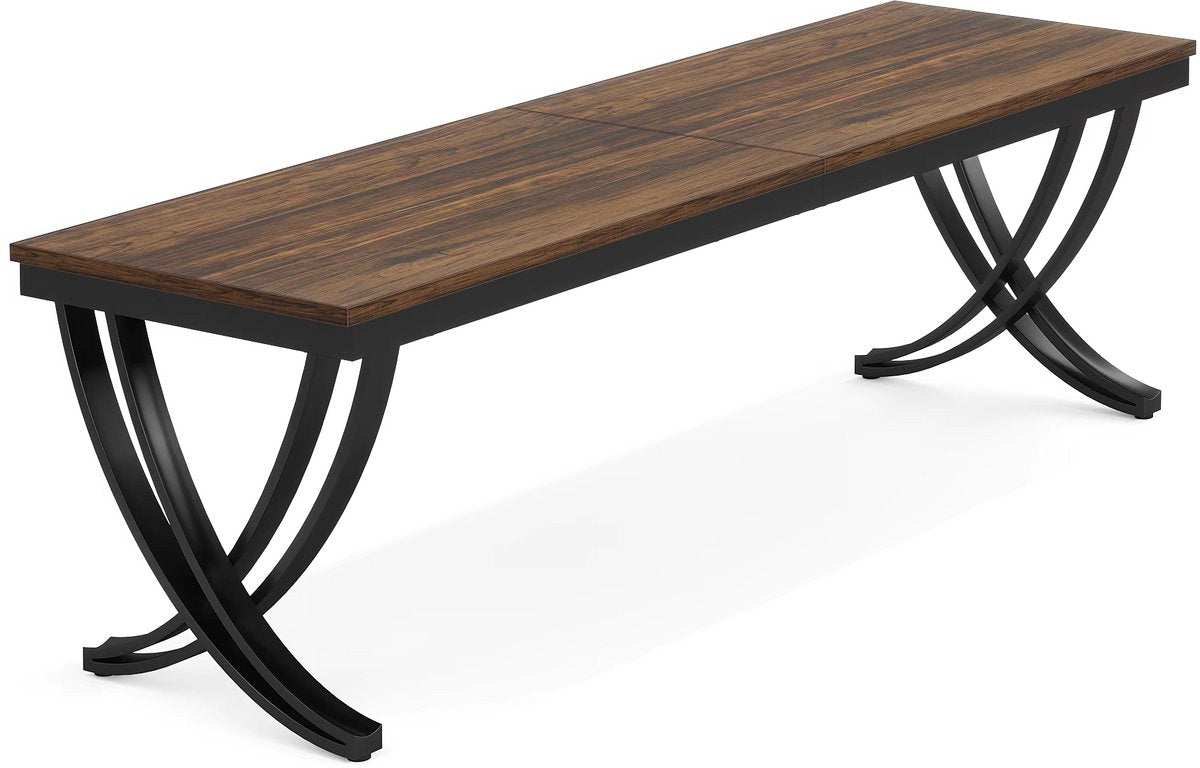 Dubbel computerbureau - Bruin - 200cm bureau - X-poot - Voor 6 personen - Voor volwassenen