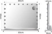 Make up spiegel met verlichting - Wit - Voor bureau - 20 Dimbare LED-lampen - 3 kleuren - Vierkant