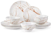 Classina Serviesset Vittoria - 12 delig - 4 persoons - Wit/Goud - Dinerborden - Bordenset - Diepe borden - Ontbijtborden - Servies - Keukenservies