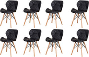 Happyment Moderne Eetkamerstoelen - Set van 8 - Zwart - Woonkamerstoelen - Keukenstoelen - Kuipstoel - Zithoogte 38cm