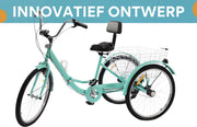 Opulence Driewieler 7 versnellingen - Fiets voor volwassenen en senioren - 24 Inch - Opvouwbare Trike - Met mand en LED Verlichting - Groen