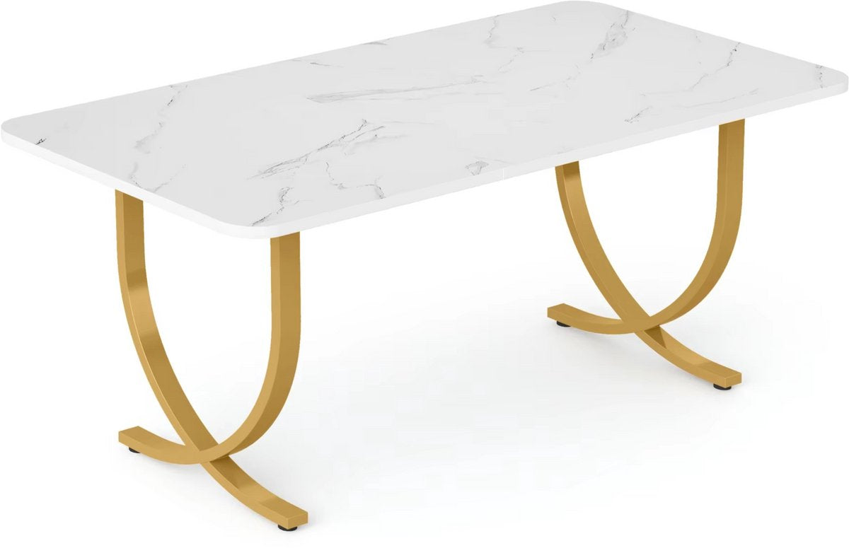Eettafel Nulia - 160cm - Voor 4-6 Personen - Voor Keukentafel en Eetkamer - Wit