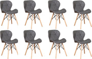 Happyment Moderne Eetkamerstoelen Grijs - Set van 8 - Woonkamerstoelen - Zithoogte 38cm - Keukenstoelen - Kuipstoel