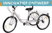 Driewieler Opulence 24 Inch - 7 versnellingen - Fiets voor volwassenen en senioren - Opvouwbare Trike - Met mand en LED Verlichting - Wit