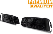 Grille Mistlamp Fivaro - Mistlamp Grille Cover - Voor Audi A4/S4 B9 S-Line (2016-2018) - Zwart Honingraat - Gloss Zwart
