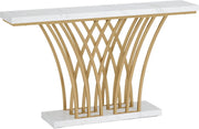 Consoletafel Luxery - 150cm - Sidetafel - Wandtafel - Haltafel - Goud - Marmerlook - Voor Hal of woonkamer of Gang