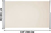 Luxe Windscherm - Uittrekbaar - Zonnescherm - Beige - 160x300cm - Tuinscherm - Zijluifel