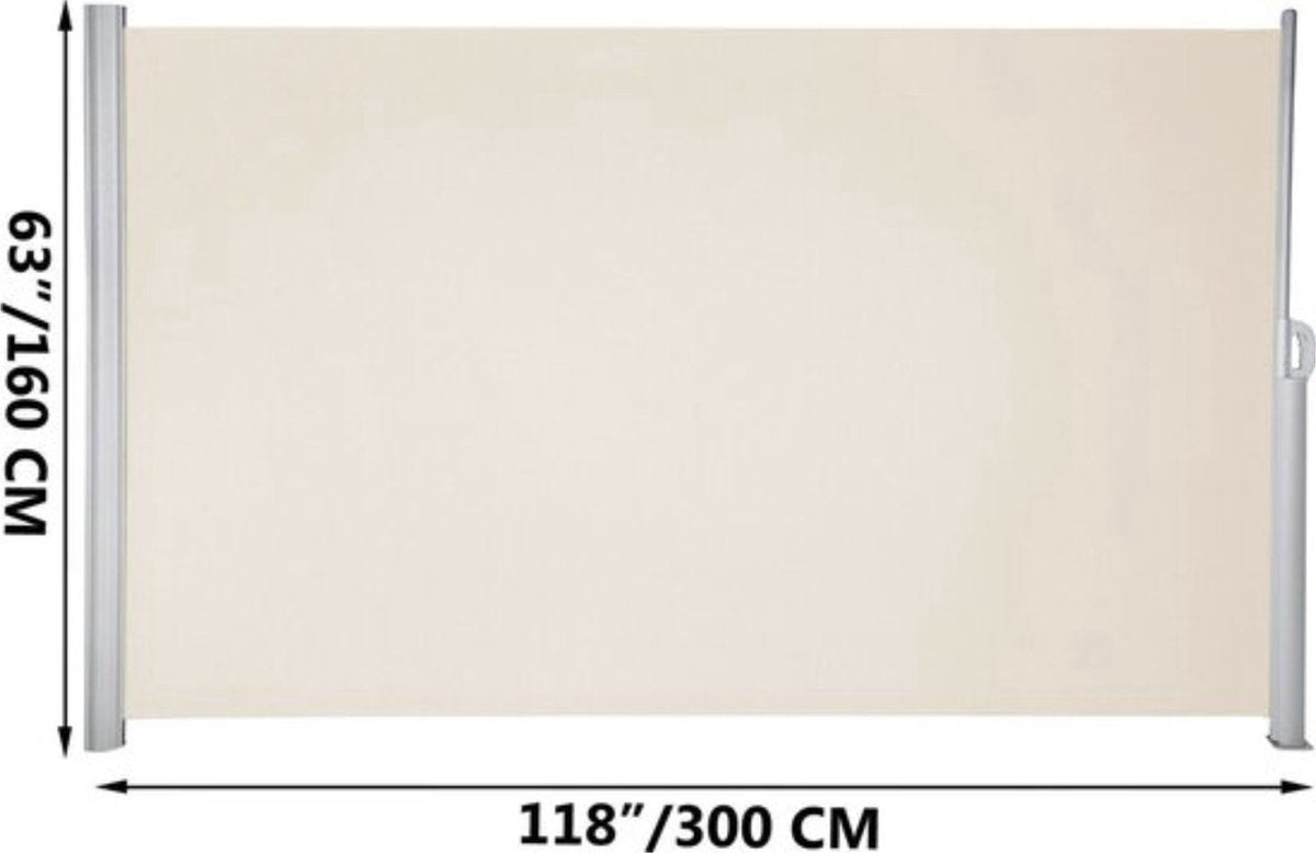 Luxe Windscherm - Uittrekbaar - Zonnescherm - Beige - 160x300cm - Tuinscherm - Zijluifel