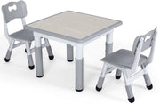 Kindertafel met stoeltjes - 2 stoelen - Activiteiten tafel - Speeltafel Kinderbureau - 3-8 jaar - In Hoogte Verstelbaar - Studeertafel voor Kinderen - Lichtgrijs