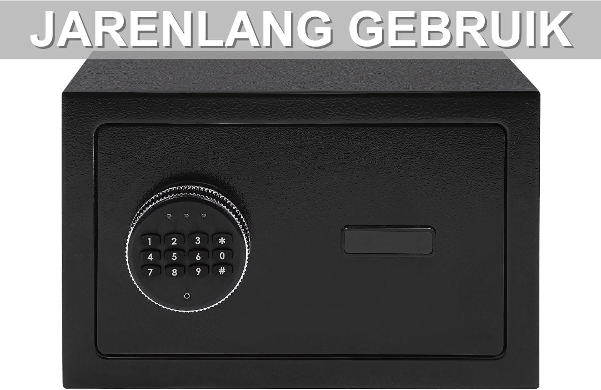 Kluis - Voor contant geld en waardevolle spullen - Beveiligd met digitaal toetsenbord - Zwart