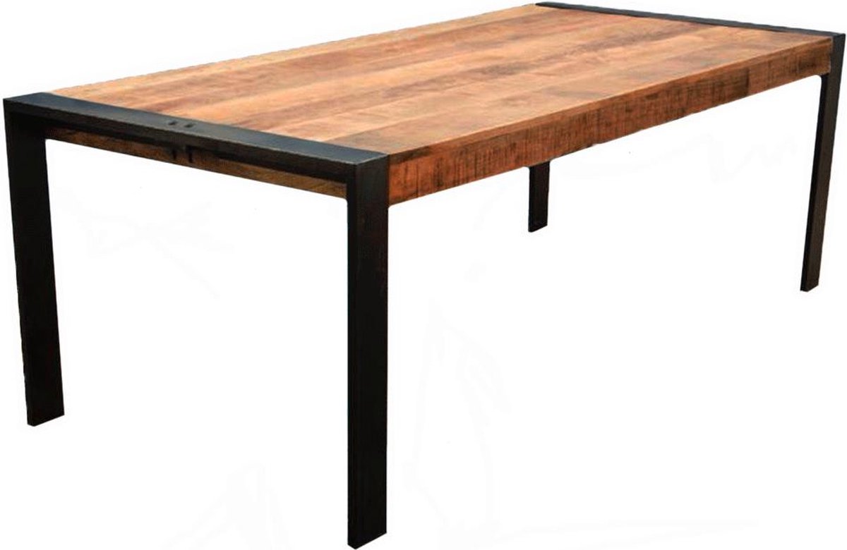 Happyment Eetkamertafel Bolino -Rechthoek - 6 tot 8 personen - Massief mangohout - 200x100x79cm - Eettafel