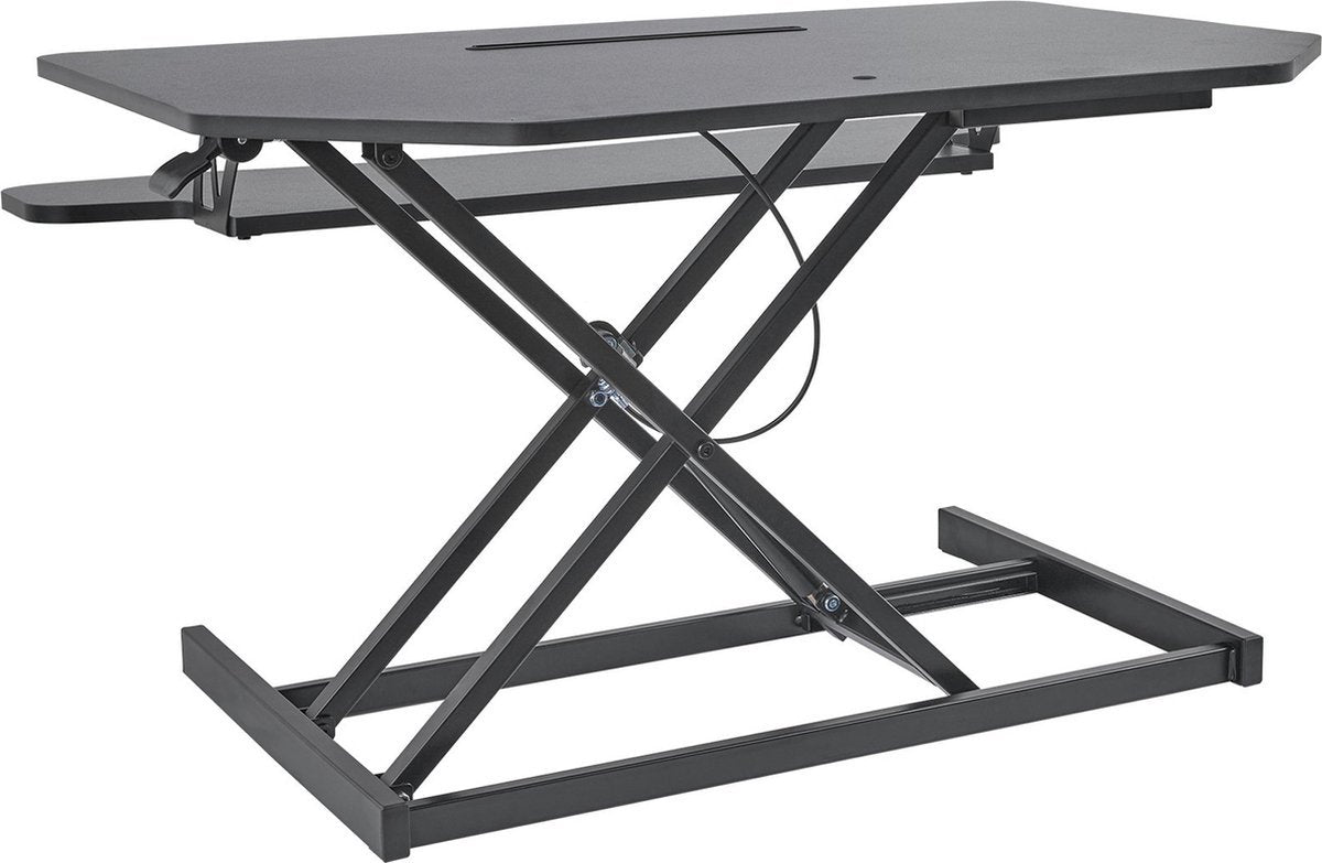 Luxe Bureau - Zwart Hout - Staande Bureauconverter - Dubbellaags Design