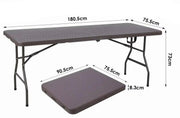Kampeertafel - 6 tot 8 personen - Picknicktafel - Opvouwbaar - Klaptafel - Voor kinderen en volwassenen - Camping en Tuin - Inklapbaar - Metaal en rotan - 180 cm - Waterdicht