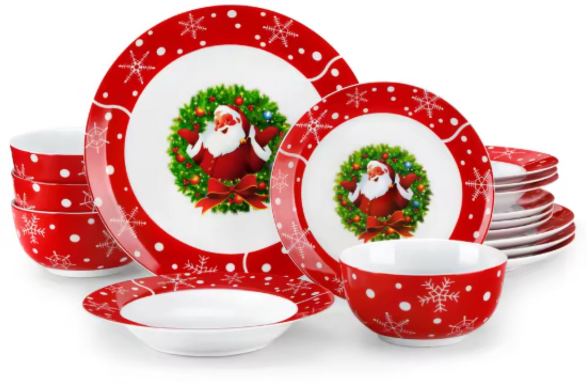 Kerst Dinerborden – 4 persoons – Kerst 16 delig – Keramisch – Dinerborden – Ontbijtborden