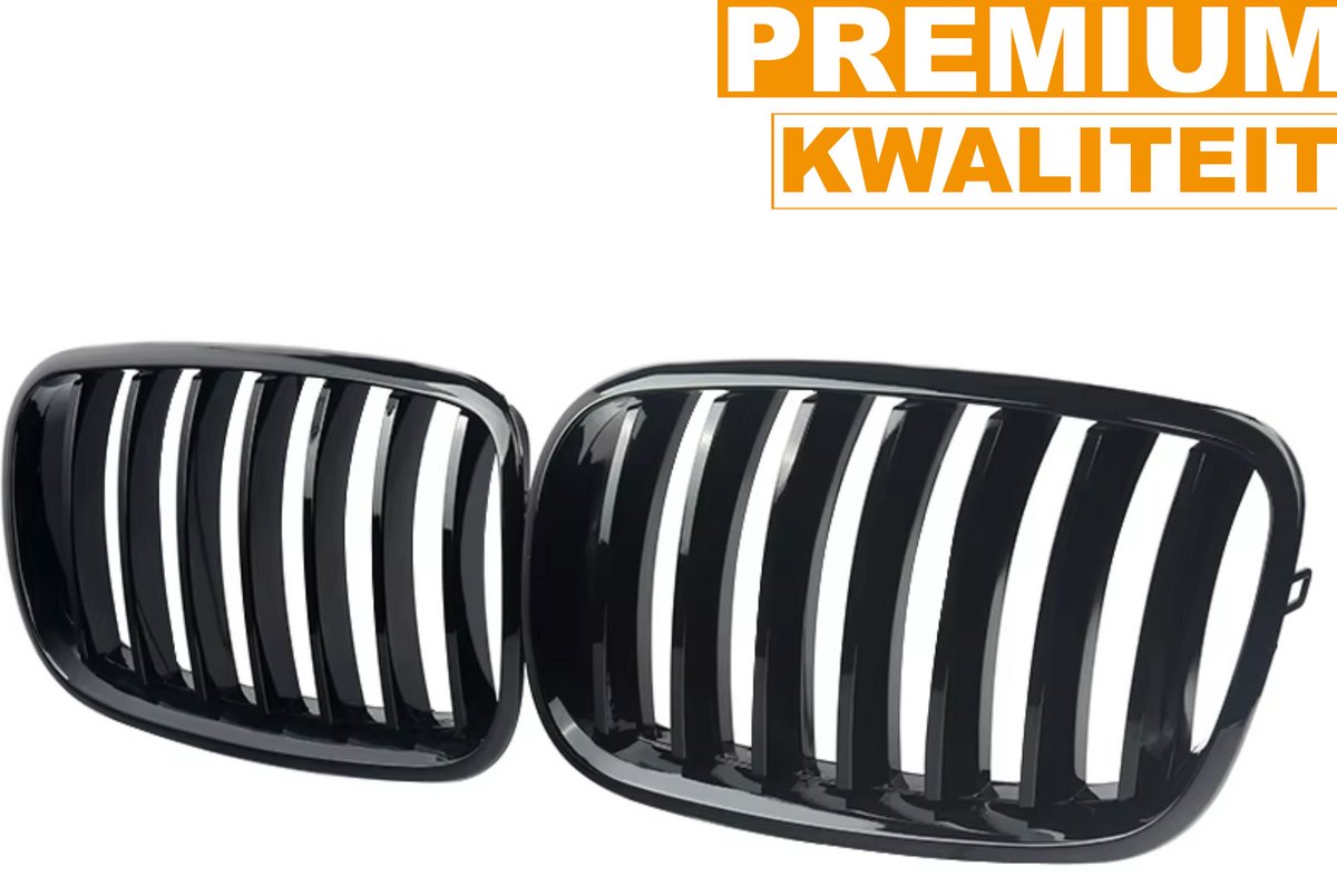 Voorbumper grille Iron - Voor BMW X5/X6 E70/E71 (2007-2013)- Glanzend Zwart - Auto accessoires