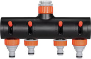 Tuinslangadapter Zyrell - Aansluit 4-set - Tuinspuit - Aansluitset - Slangsplitter met Klep voor Buitenirrigatie - Aluminiumlegering & ABS Connectoradapter