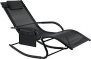 Happyment Ligstoel deluxe - Zonnebed - Strandstoel - Ligbed tuin - Zwart - Tuinstoelen