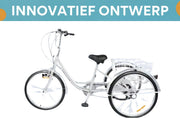 Driewieler Lizo - 6 versnellingen - Fiets voor volwassenen en senioren - 24 Inch - Opvouwbare Trike - Met mand - Voorrem - Zwart