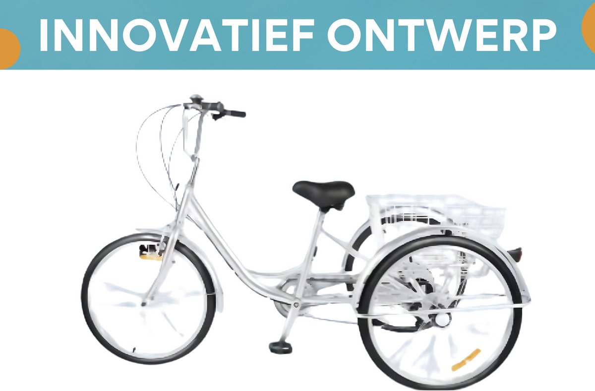 Driewieler Lizo - 6 versnellingen - Fiets voor volwassenen en senioren - 24 Inch - Opvouwbare Trike - Met mand - Voorrem - Zwart
