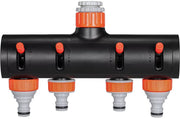 Tuinslangadapter - Aansluit 4-set - Tuinspuit - Aansluitset - Slangsplitter met Klep voor Buitenirrigatie - Aluminiumlegering & ABS Connectoradapter