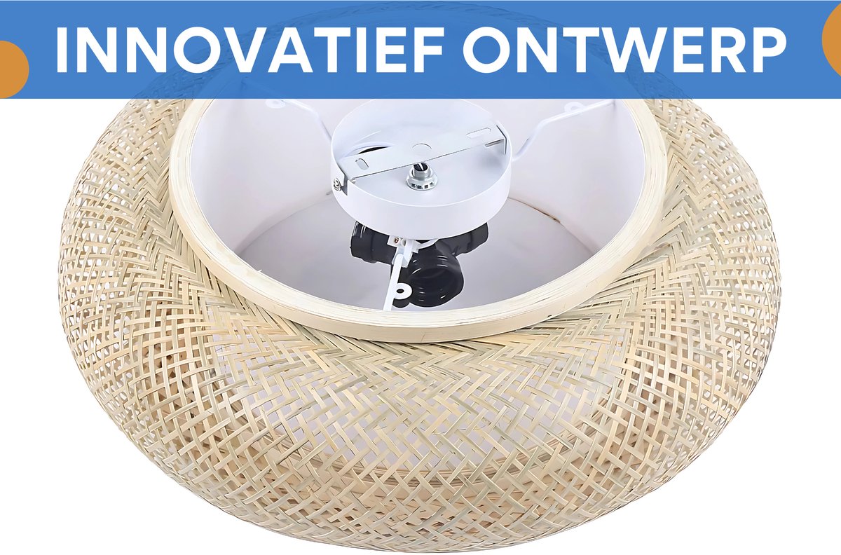 Plafondlamp - Lampen - Plafondverlichting -- Voor Woonkamers, Slaapkamers of Hal - Met 3 Lichten - Bamboe en Rotan - 50cm